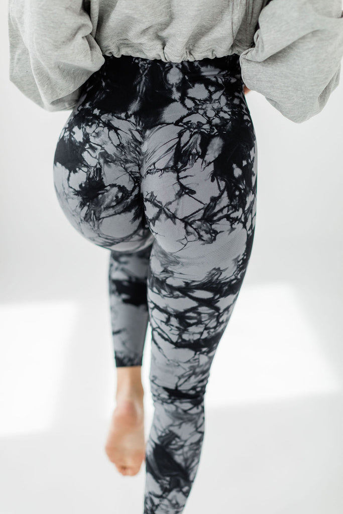 Four-Way Stretchable Black Marble Leggings
